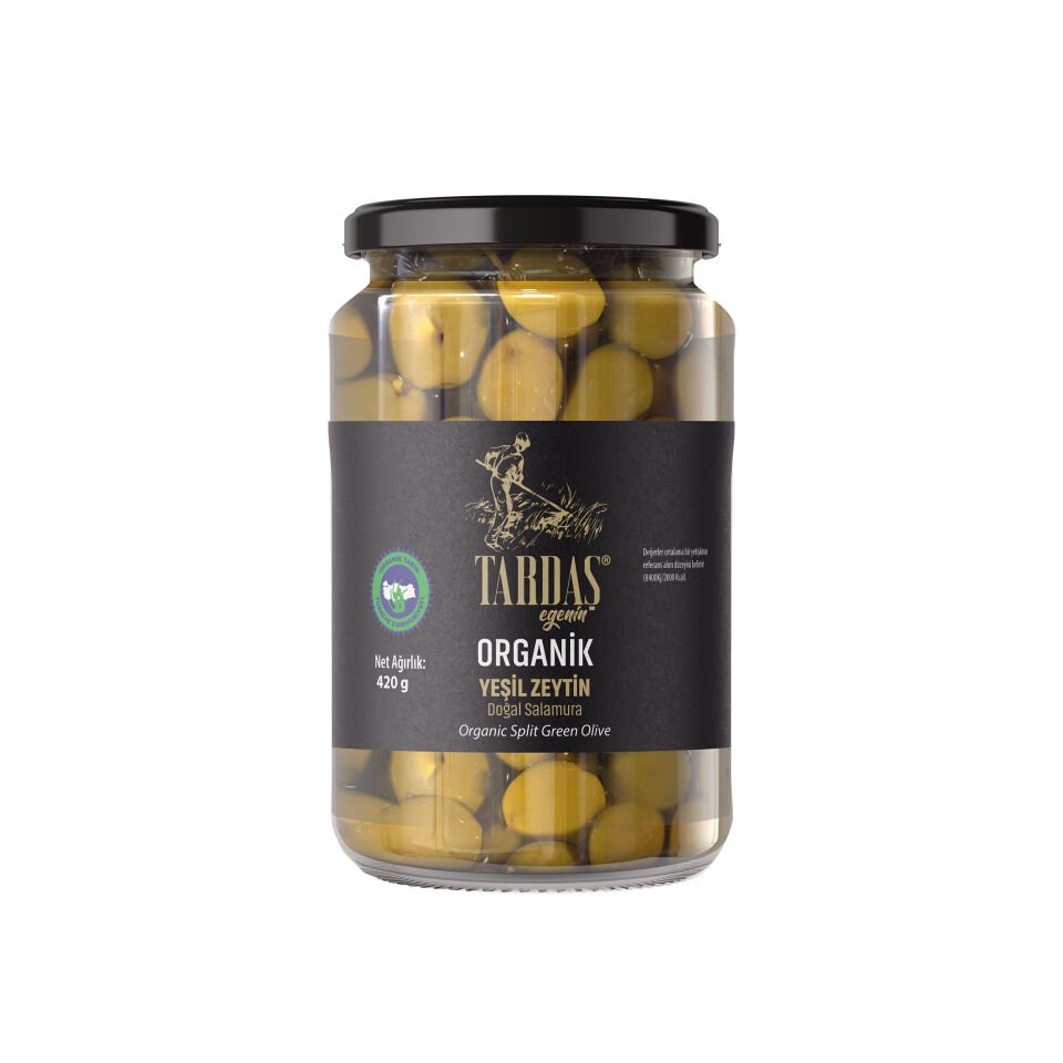 Organik Yeşil Zeytin (Çizik) 420 Gr