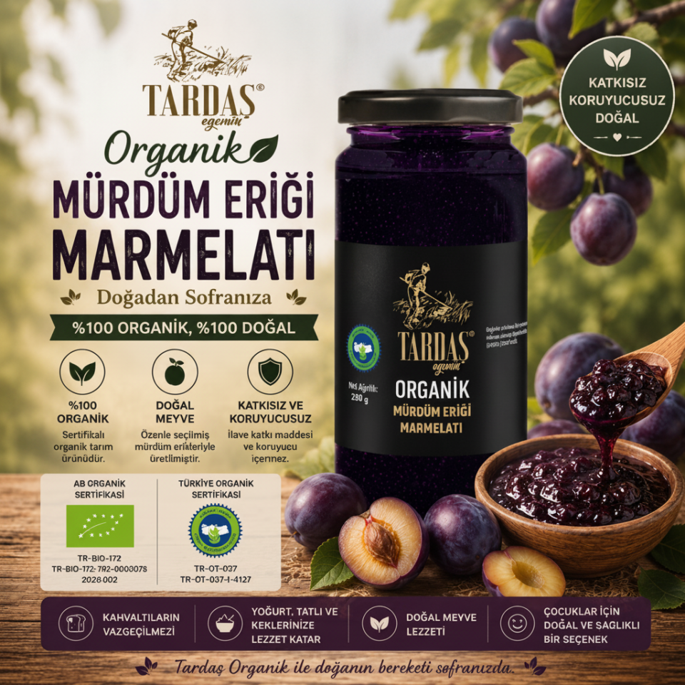 Organik Mürdüm Eriği Marmelatı 280 Gr