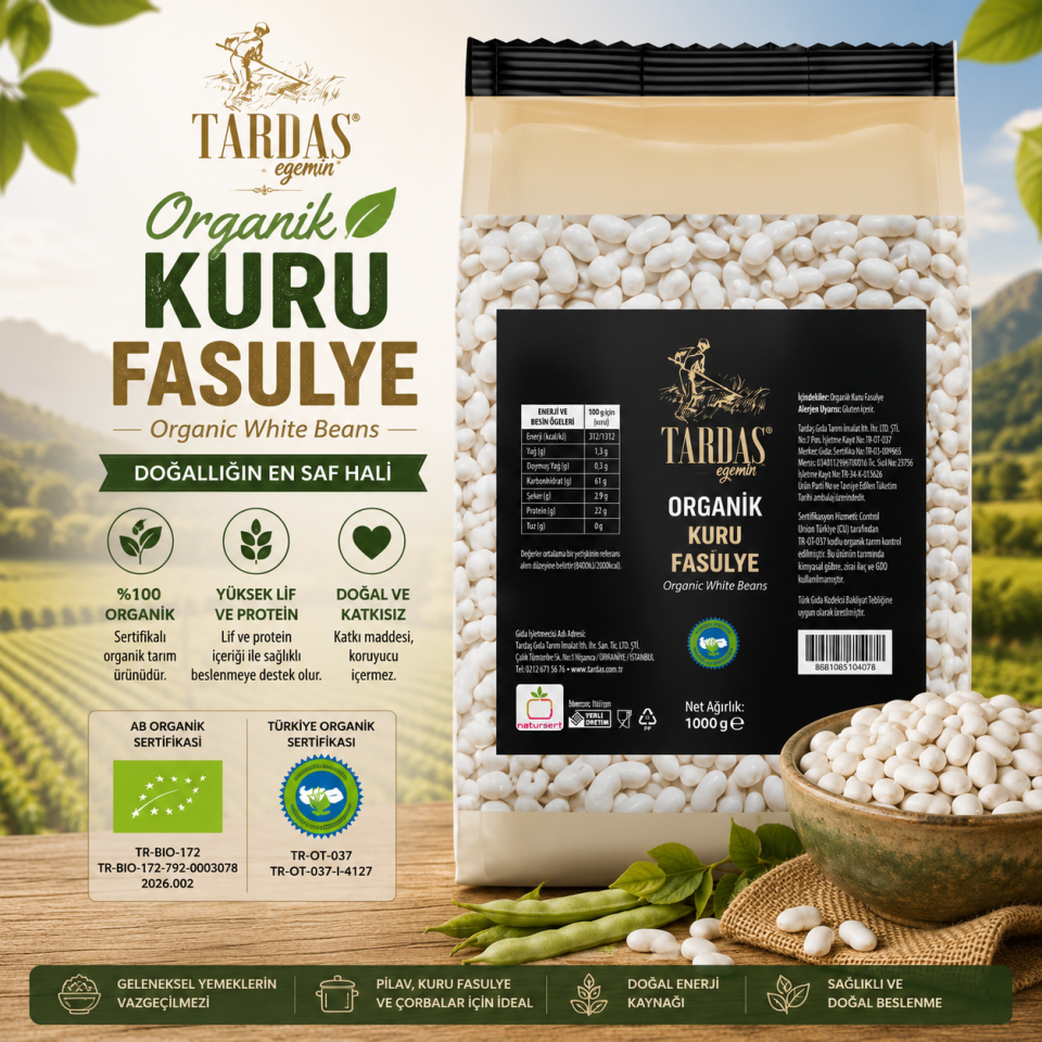 Organik Kuru Fasulye 1 Kg