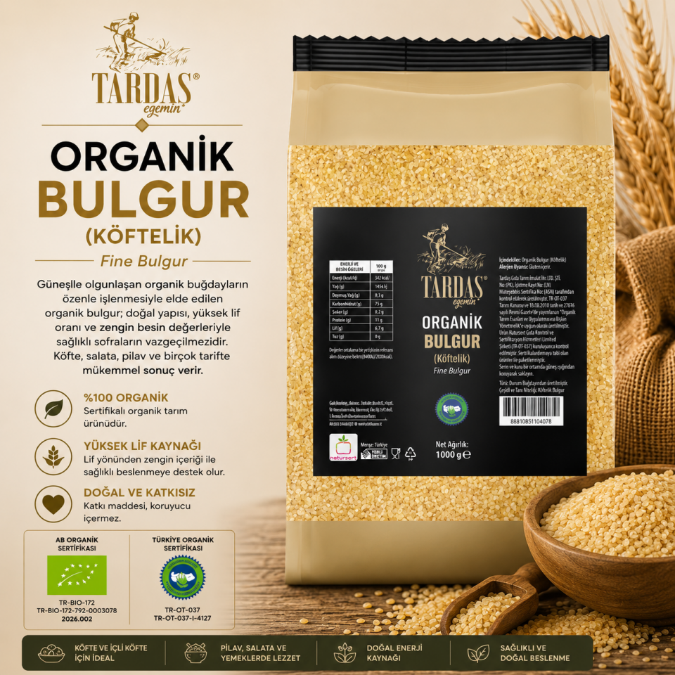 Organik Köftelik Bulgur 1 Kg