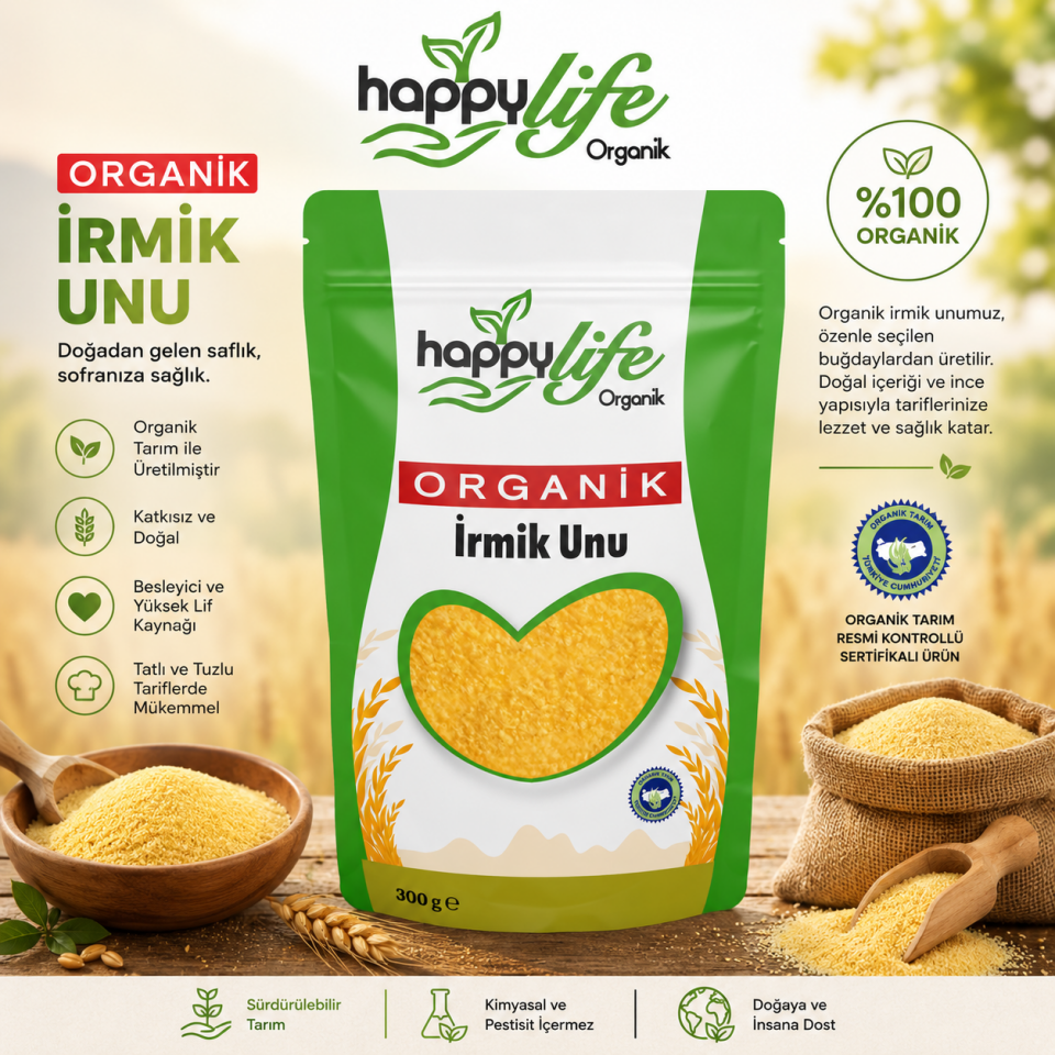Organik İrmik Unu 300 Gr