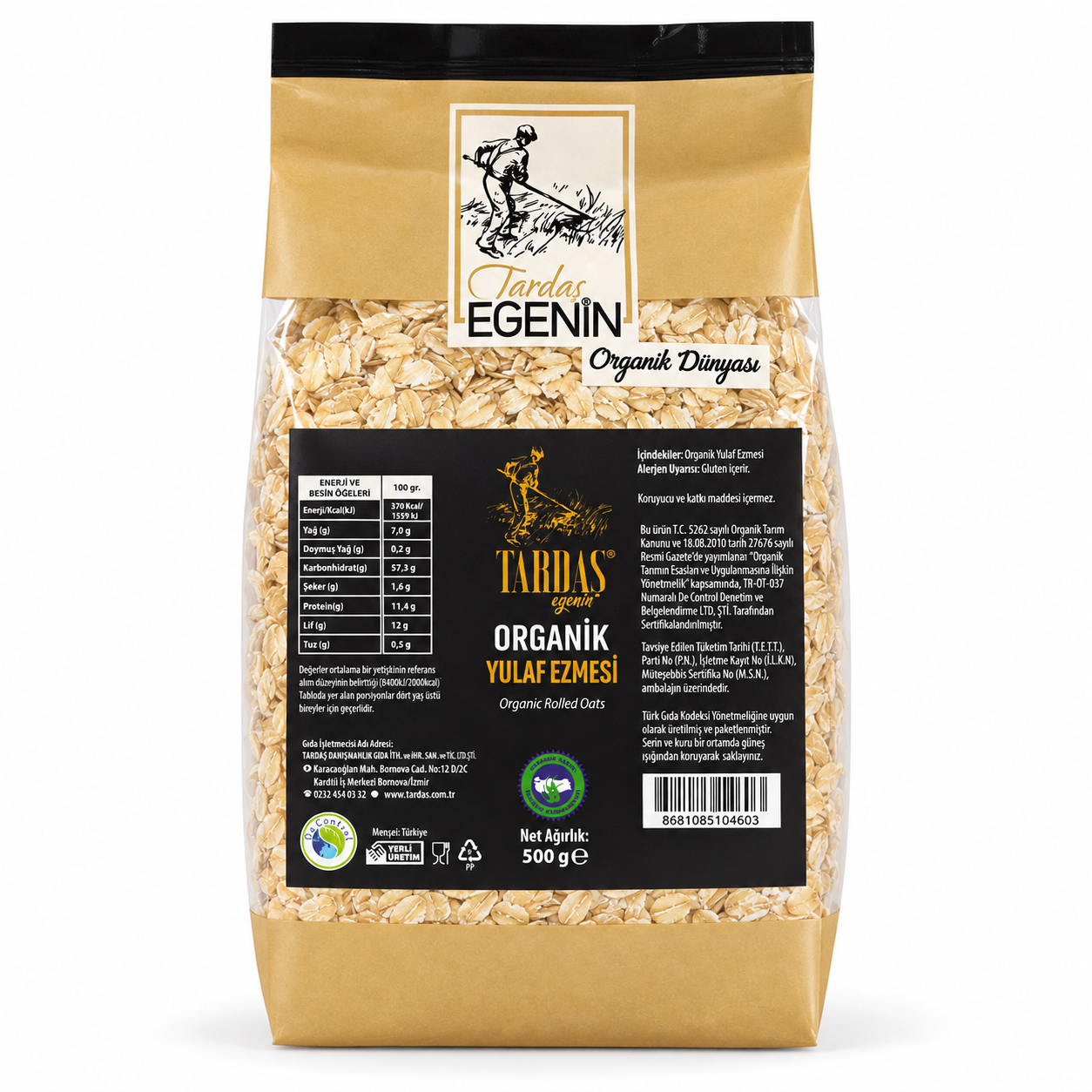 Organik Yulaf Ezmesi 500 Gr